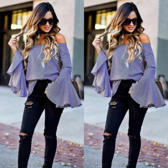 Tops - Long Sleeve Off The Shoulder Bell Sleeves